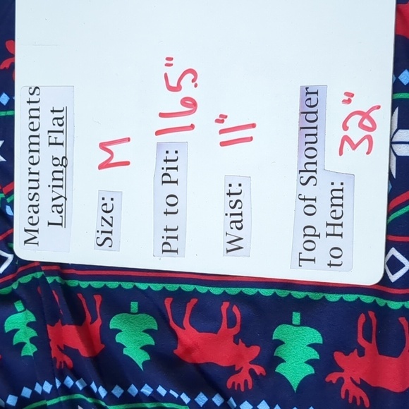 Nap Chat Dark Blue Reindeer and Snowflakes Red and Green Christmas Pajamas Set - Picture 5 of 5